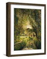 Landscape with a Sunlit Stream, c.1877-Charles Francois Daubigny-Framed Giclee Print