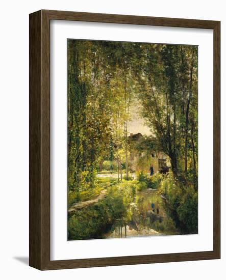 Landscape with a Sunlit Stream, c.1877-Charles Francois Daubigny-Framed Giclee Print