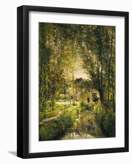 Landscape with a Sunlit Stream, c.1877-Charles Francois Daubigny-Framed Giclee Print