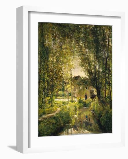 Landscape with a Sunlit Stream, c.1877-Charles Francois Daubigny-Framed Giclee Print