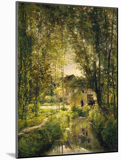 Landscape with a Sunlit Stream, c.1877-Charles Francois Daubigny-Mounted Giclee Print