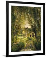 Landscape with a Sunlit Stream, c.1877-Charles Francois Daubigny-Framed Giclee Print