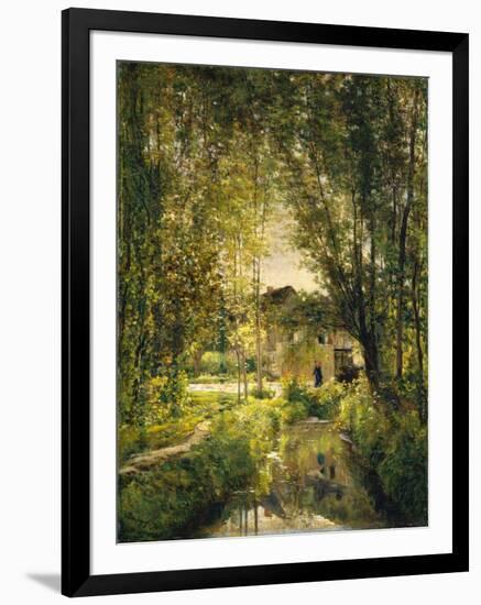 Landscape with a Sunlit Stream, c.1877-Charles Francois Daubigny-Framed Giclee Print