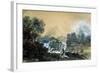 Landscape with a Waterfall, Italian Painting of 18th Century-Francesco Zuccarelli-Framed Giclee Print