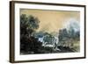 Landscape with a Waterfall, Italian Painting of 18th Century-Francesco Zuccarelli-Framed Giclee Print