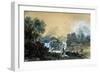 Landscape with a Waterfall, Italian Painting of 18th Century-Francesco Zuccarelli-Framed Giclee Print