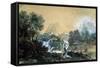 Landscape with a Waterfall, Italian Painting of 18th Century-Francesco Zuccarelli-Framed Stretched Canvas