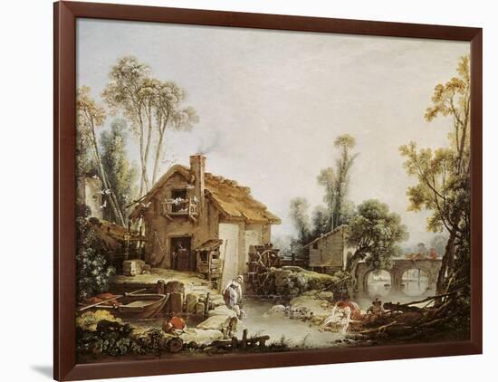 Landscape with a Watermill-Francois Boucher-Framed Art Print