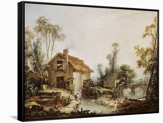 Landscape with a Watermill-Francois Boucher-Framed Stretched Canvas