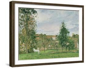 Landscape with a White Horse in a Field, L'Ermitage, 1872-Camille Pissarro-Framed Giclee Print