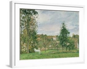 Landscape with a White Horse in a Field, L'Ermitage, 1872-Camille Pissarro-Framed Giclee Print