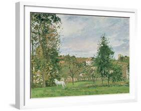 Landscape with a White Horse in a Field, L'Ermitage, 1872-Camille Pissarro-Framed Giclee Print