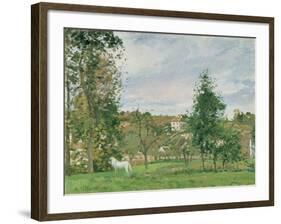 Landscape with a White Horse in a Field, L'Ermitage, 1872-Camille Pissarro-Framed Giclee Print