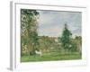 Landscape with a White Horse in a Field, L'Ermitage, 1872-Camille Pissarro-Framed Premium Giclee Print