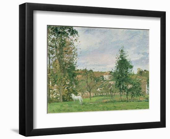 Landscape with a White Horse in a Field, L'Ermitage, 1872-Camille Pissarro-Framed Giclee Print