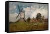 Landscape with a Windmill (Oil on Canvas)-Henry John Yeend King-Framed Stretched Canvas