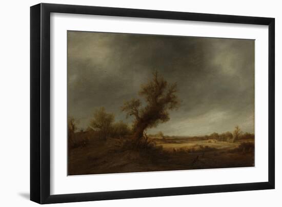 Landscape with an Old Oak-Adriaen Van Ostade-Framed Art Print