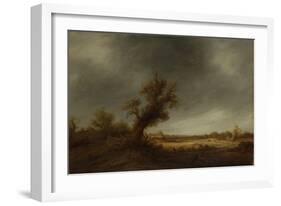 Landscape with an Old Oak-Adriaen Van Ostade-Framed Art Print