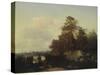 Landscape with Anglers, 1852-Valerian Konstantinovich Kamenev-Stretched Canvas