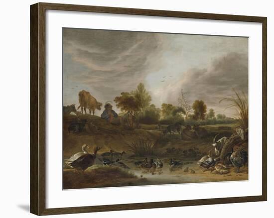 Landscape with Animals-Cornelis Saftleven-Framed Art Print