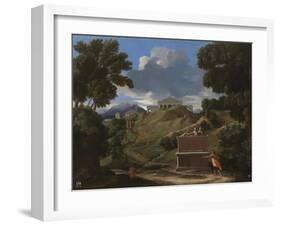 Landscape with Antique Tomb and Two Figures, 1642-1647-Nicolas Poussin-Framed Giclee Print