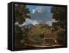 Landscape With Antique Tomb And Two Figures-Nicolas Poussin-Framed Stretched Canvas
