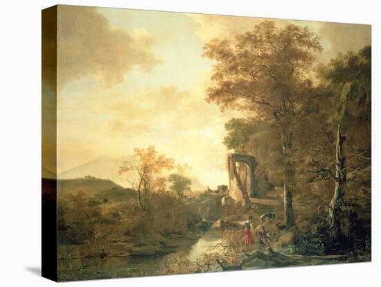 Landscape with Arched Gateway, C.1654 (Oil on Canvas)-Adam Pynacker-Stretched Canvas