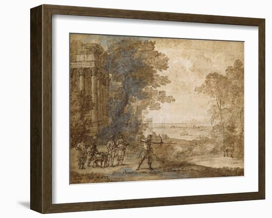 Landscape with Ascanius Shooting the Stag of Sylvia-Claude Lorraine-Framed Giclee Print