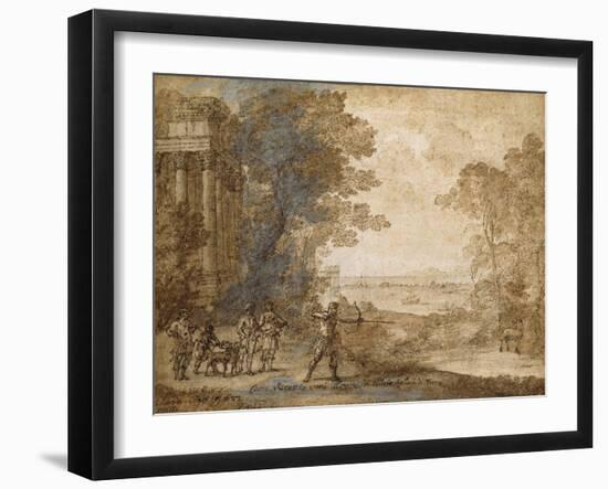 Landscape with Ascanius Shooting the Stag of Sylvia-Claude Lorraine-Framed Giclee Print