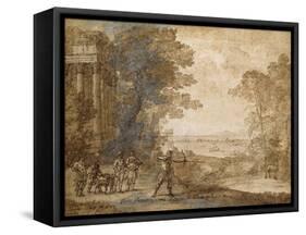 Landscape with Ascanius Shooting the Stag of Sylvia-Claude Lorraine-Framed Stretched Canvas