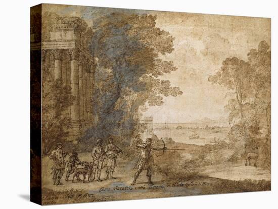 Landscape with Ascanius Shooting the Stag of Sylvia-Claude Lorraine-Stretched Canvas