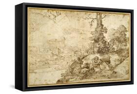 Landscape with Astrology-Domenico Campagnola-Framed Stretched Canvas