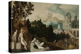 Landscape with Bathsheba-Jan van Scorel-Stretched Canvas