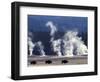 Landscape with Bison and Steam from Geysers, Yellowstone National Park, Wyoming Us-Pete Cairns-Framed Premium Photographic Print