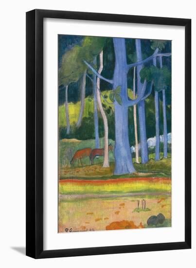 Landscape with Blue Trees (Paysage Aux Troncs Bleu), 1892-Paul Gauguin-Framed Premium Giclee Print