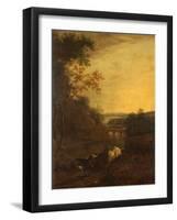 Landscape with Bridge and Winding River-Benjamin Barker-Framed Giclee Print