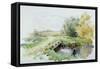 Landscape with Bridge over a Stream-John Clayton Adams-Framed Stretched Canvas