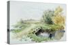 Landscape with Bridge over a Stream-John Clayton Adams-Stretched Canvas