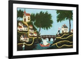 Landscape with Bridge-Henri Rousseau-Framed Premium Giclee Print