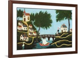 Landscape with Bridge-Henri Rousseau-Framed Art Print