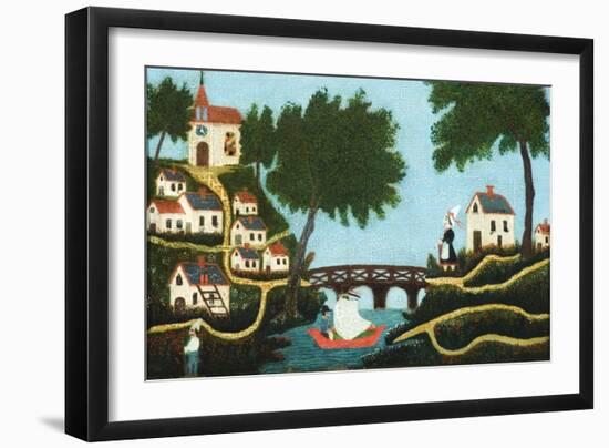 Landscape with Bridge-Henri Rousseau-Framed Art Print