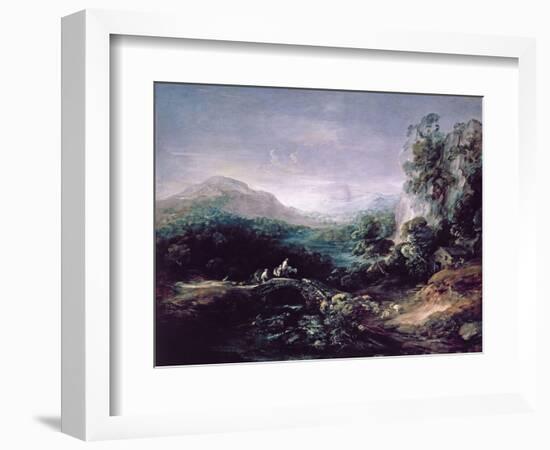 Landscape with Bridge-Thomas Gainsborough-Framed Giclee Print