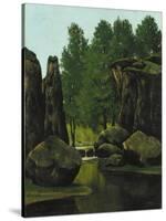 Landscape with Brook and Rocks-Gustave Courbet-Stretched Canvas