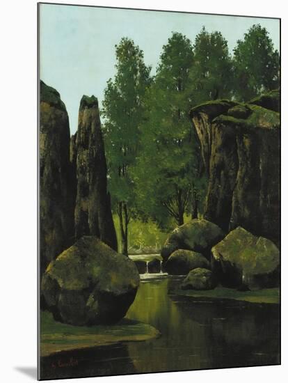 Landscape with Brook and Rocks-Gustave Courbet-Mounted Giclee Print