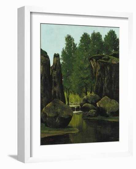 Landscape with Brook and Rocks-Gustave Courbet-Framed Giclee Print