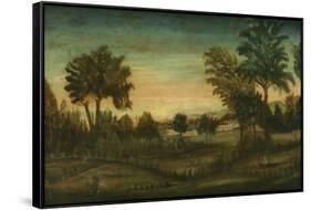 Landscape with Buildings, late 18th century-American School-Framed Stretched Canvas