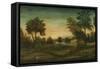 Landscape with Buildings, late 18th century-American School-Framed Stretched Canvas