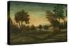 Landscape with Buildings, late 18th century-American School-Stretched Canvas