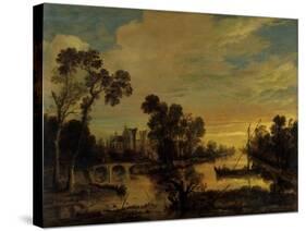 Landscape with Canal, 1643-Aert van der Neer-Stretched Canvas