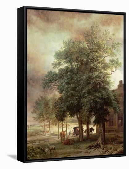 Landscape with Carriage or House Beyond the Trees-Paulus Potter-Framed Stretched Canvas